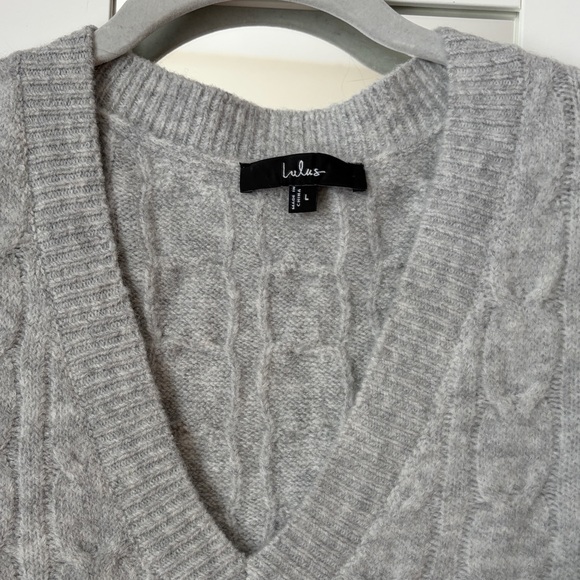 Lulu's Light Gray Cable Knit Dress - Picture 2 of 3